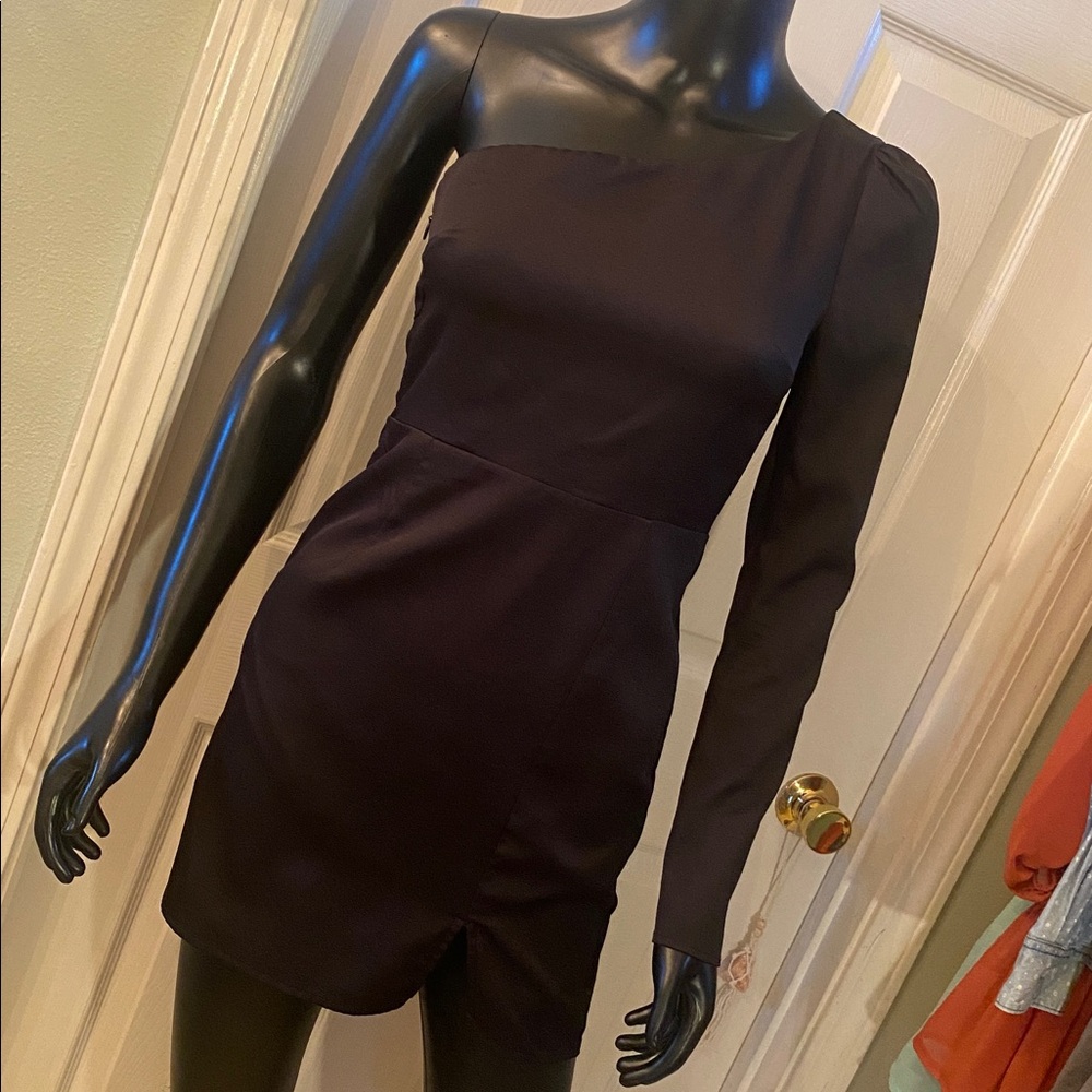 Lulu's Sleek Black One-Shoulder Dress